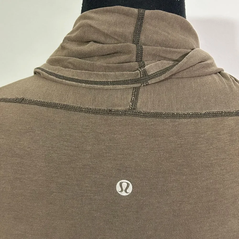 Lululemon Draped Open Front Cardigan Wrap in Olive‎ Brown Womens